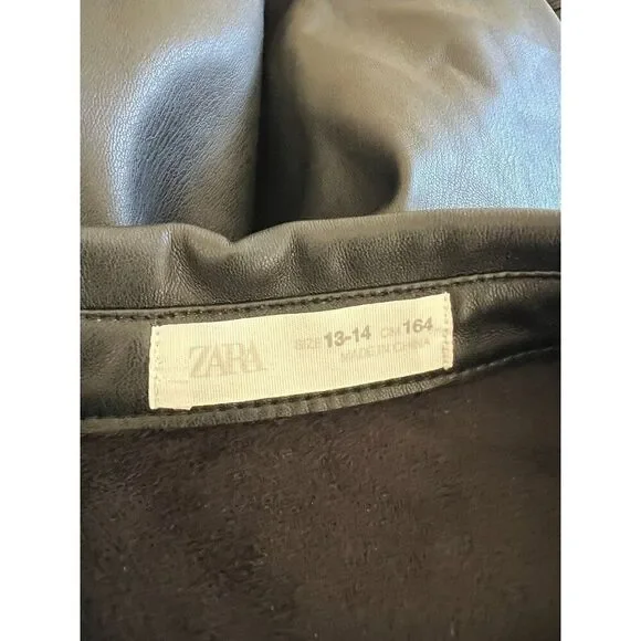 Zara Black Faux Leather Shirt Jacket Youth Size‎ 13-14 - Picture 6 of 10